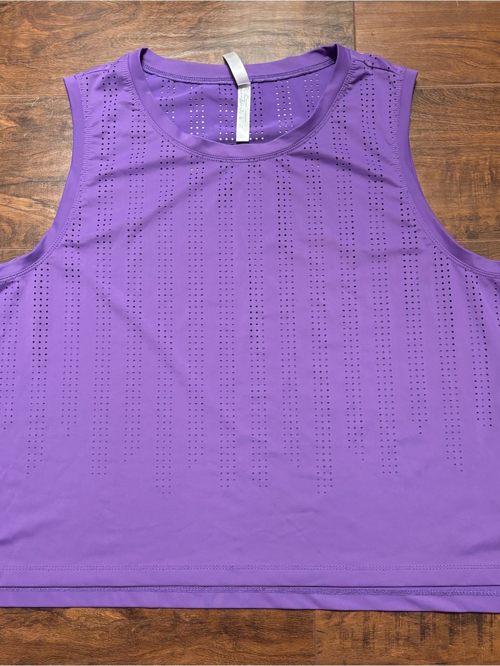 Ebb and Flow Purple Laser-Cut Athletic Muscle Tank Top XL